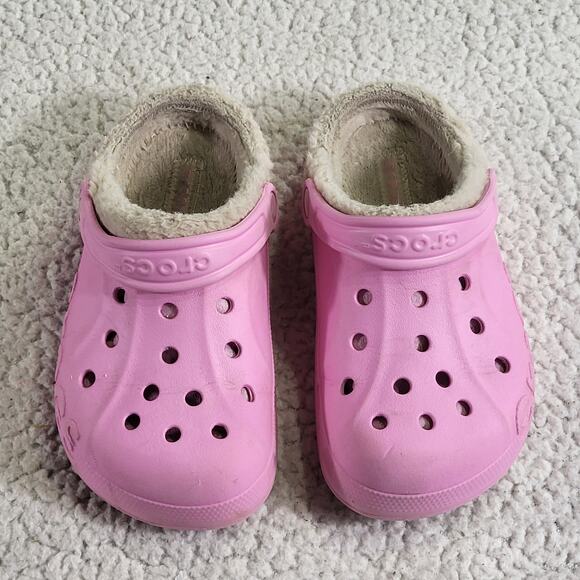 Crocs classic fuzzy Pink  girls  size J 3 - Picture 1 of 6